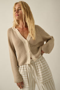 Meant to Be Contrast Knit Cropped Cardigan - ShopPromesa