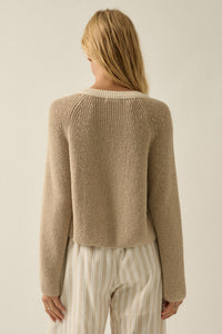 Meant to Be Contrast Knit Cropped Cardigan - ShopPromesa