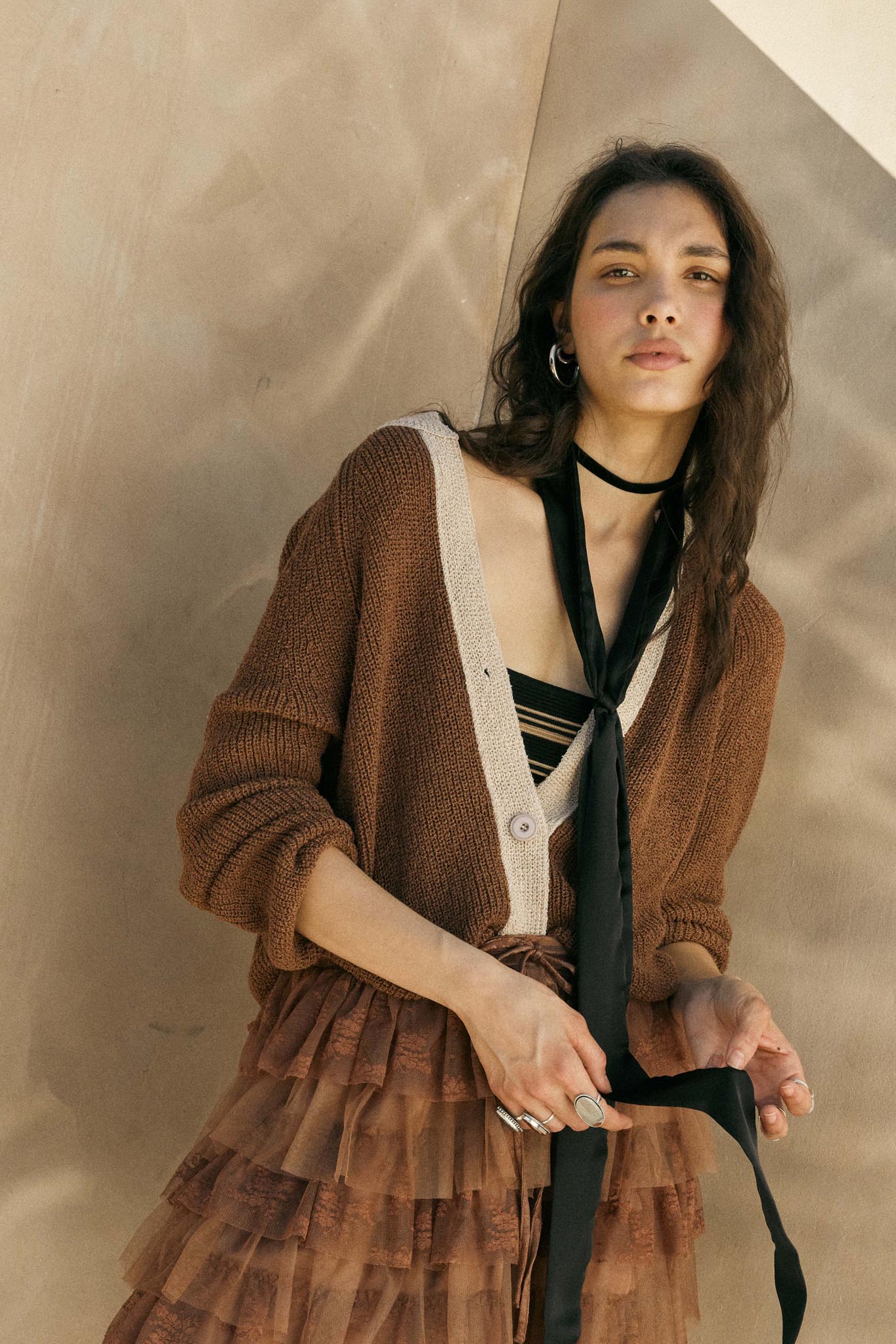 Meant to Be Contrast Knit Cropped Cardigan