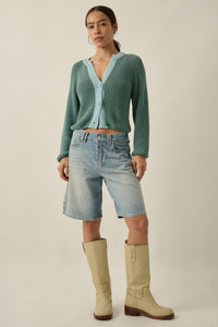 Meant to Be Contrast Knit Cropped Cardigan - ShopPromesa