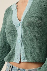 Meant to Be Contrast Knit Cropped Cardigan - ShopPromesa