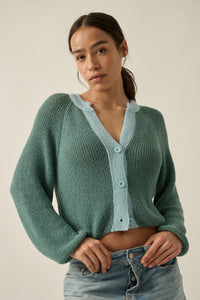 Meant to Be Contrast Knit Cropped Cardigan - ShopPromesa