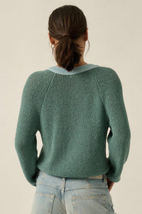 Meant to Be Contrast Knit Cropped Cardigan - ShopPromesa