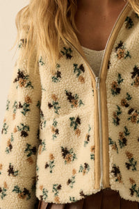 Winter Blossoms Floral Fleece Hooded Jacket - ShopPromesa