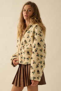 Winter Blossoms Floral Fleece Hooded Jacket - ShopPromesa