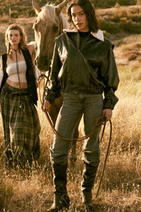 Taking Flight Fleece-Collar Faux Leather Jacket - ShopPromesa