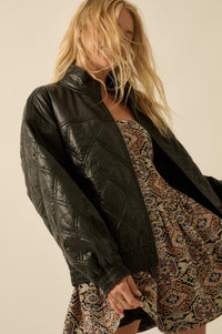 Chill Factor Quilted Vegan Leather Oversize Jacket - ShopPromesa
