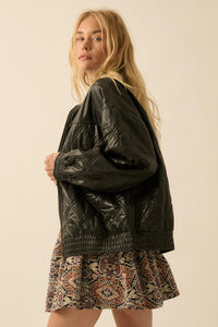 Chill Factor Quilted Vegan Leather Oversize Jacket - ShopPromesa