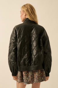 Chill Factor Quilted Vegan Leather Oversize Jacket - ShopPromesa