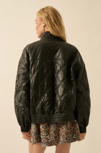 Chill Factor Quilted Vegan Leather Oversize Jacket - ShopPromesa