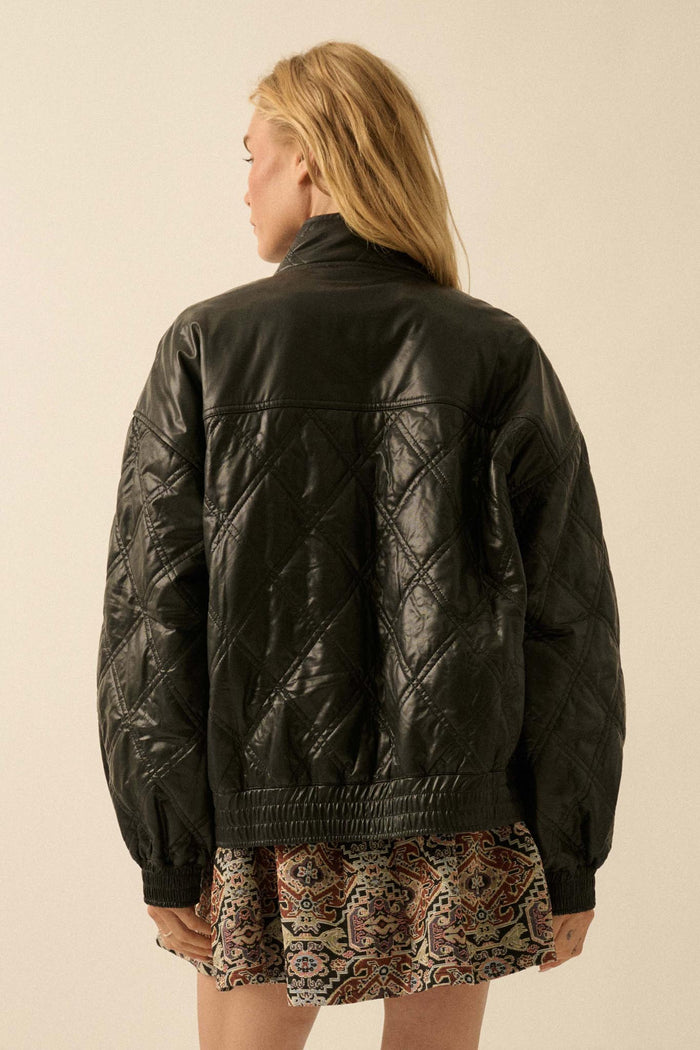 Chill Factor Quilted Vegan Leather Oversize Jacket - ShopPromesa