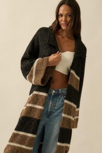 Down to Earth Striped Open-Front Duster Cardigan - ShopPromesa