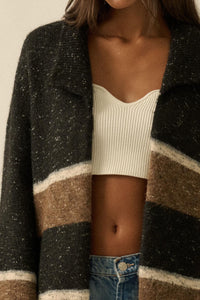 Down to Earth Striped Open-Front Duster Cardigan - ShopPromesa