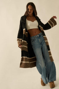 Down to Earth Striped Open-Front Duster Cardigan - ShopPromesa