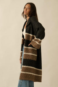 Down to Earth Striped Open-Front Duster Cardigan - ShopPromesa