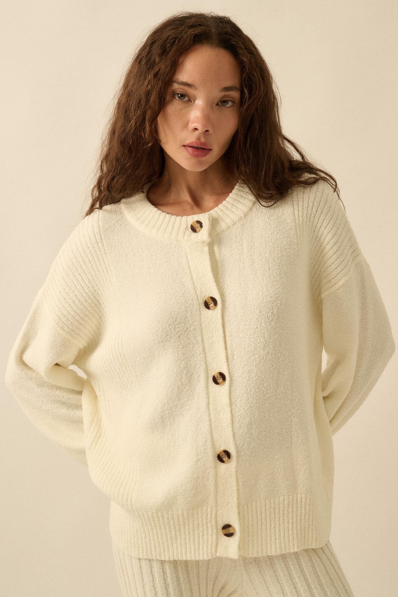Promise the Label Textured Knit Buttoned Cardigan - ShopPromesa