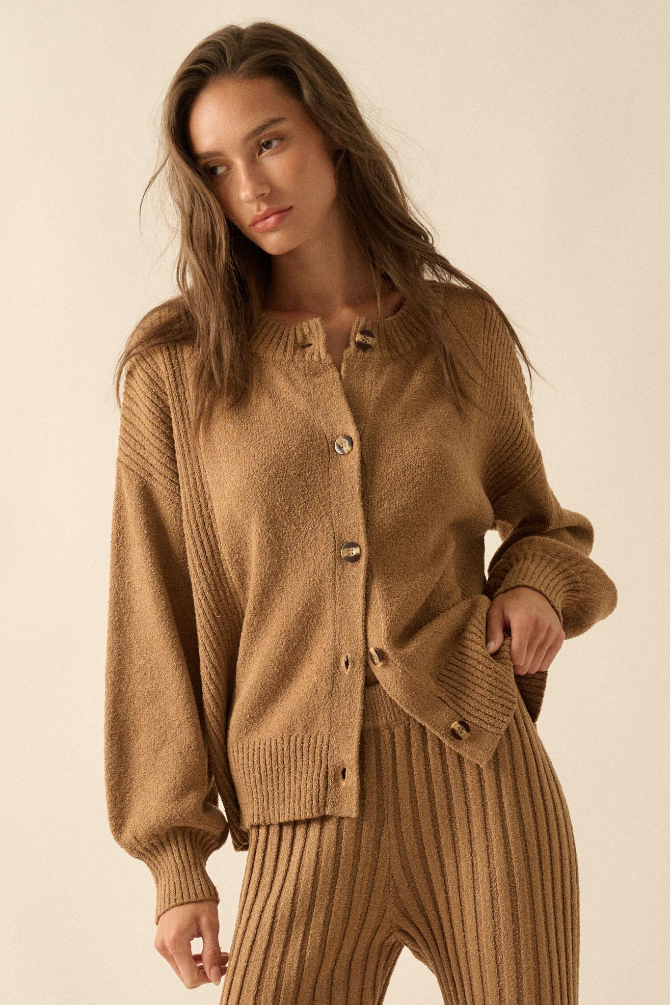 Promise the Label Textured Knit Buttoned Cardigan - ShopPromesa