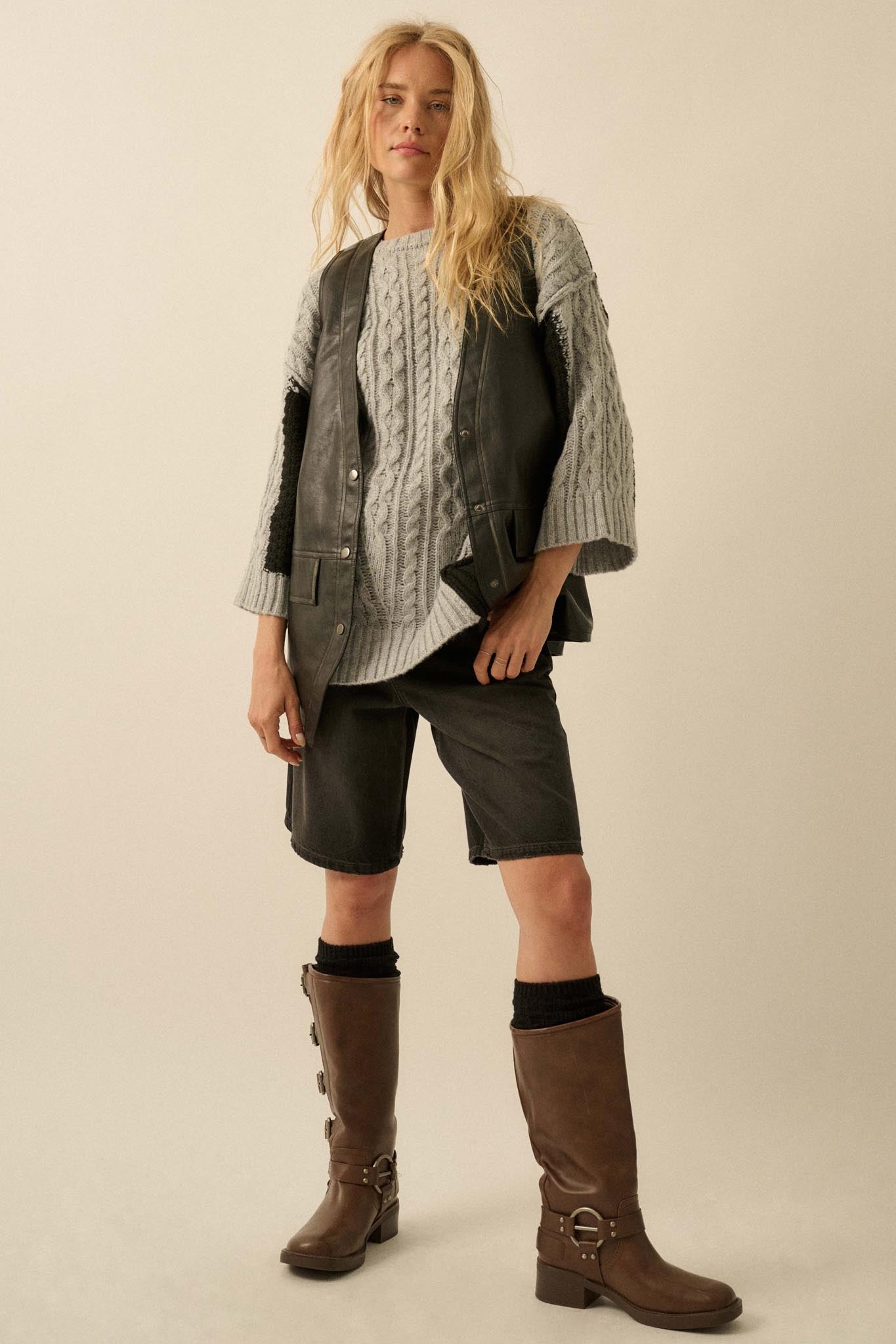 Born to Ride Vegan Leather Snap-Front Vest - ShopPromesa