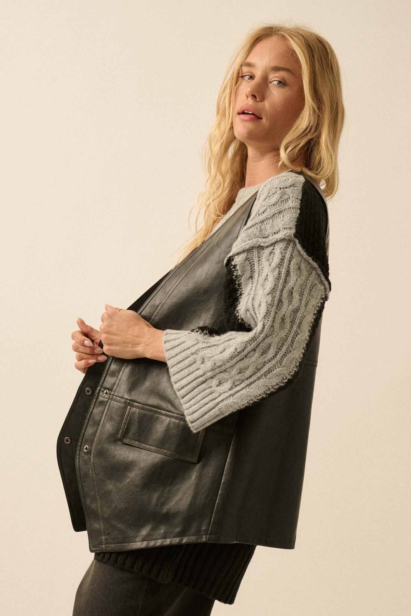 Born to Ride Vegan Leather Snap-Front Vest - ShopPromesa