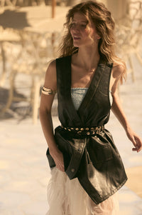 Born to Ride Vegan Leather Snap-Front Vest - ShopPromesa