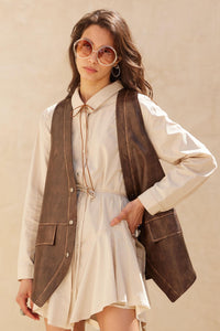 Born to Ride Vegan Leather Snap-Front Vest - ShopPromesa