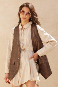 Born to Ride Vegan Leather Snap-Front Vest - ShopPromesa