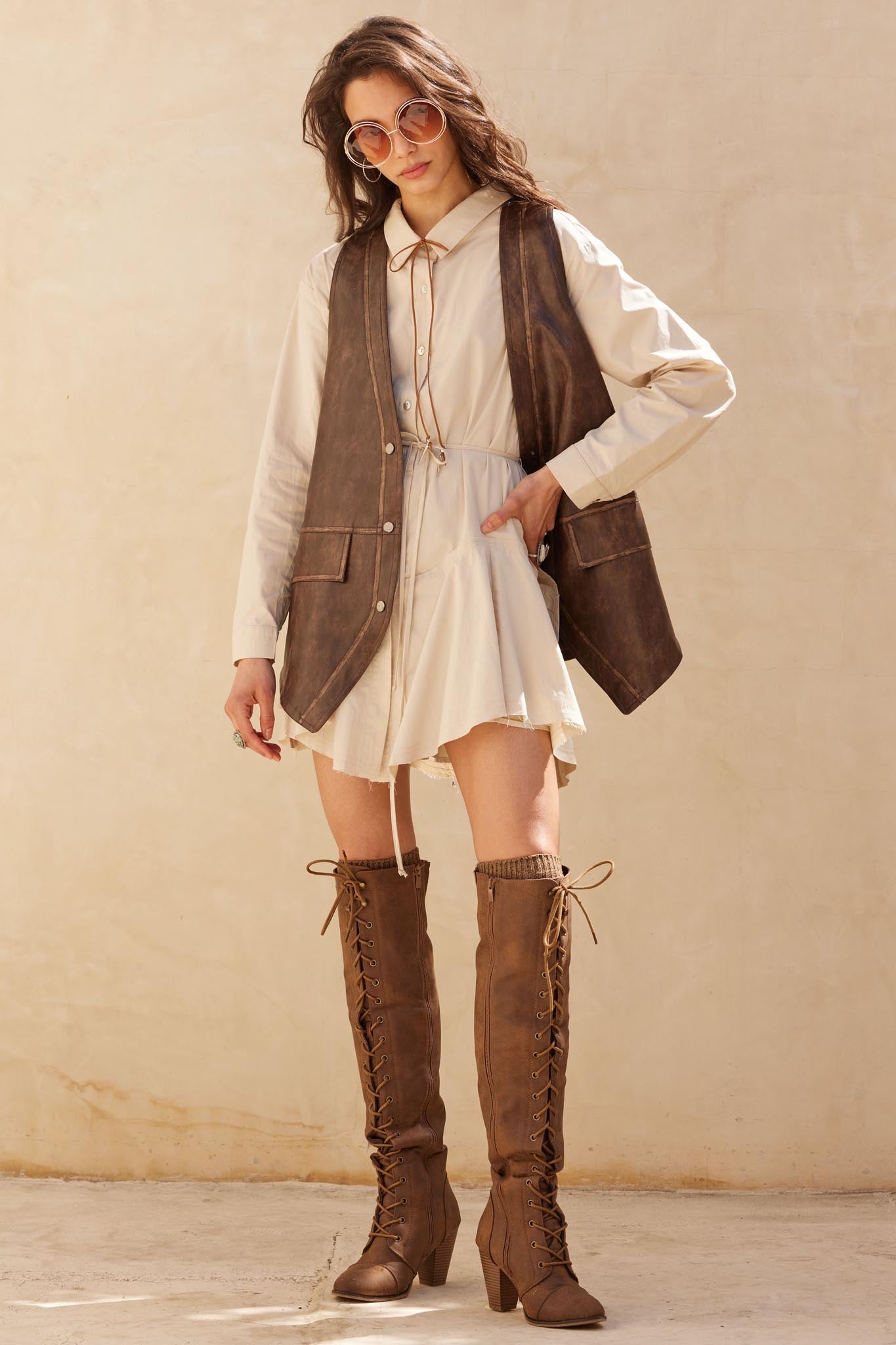 Born to Ride Vegan Leather Snap-Front Vest - ShopPromesa