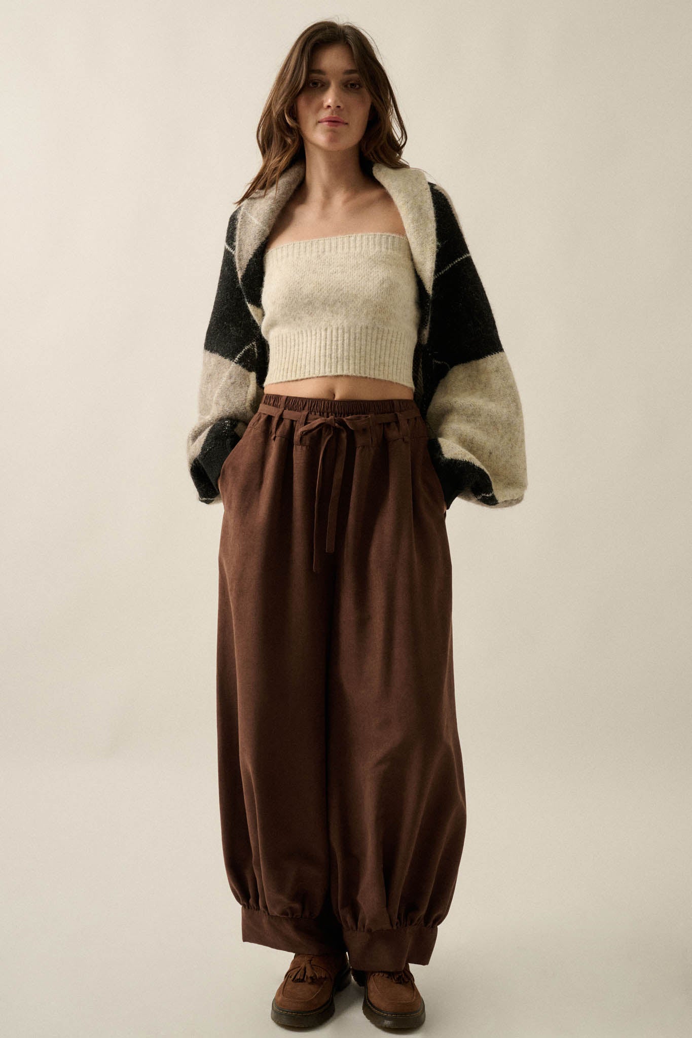 Across the Board Argyle Knit Shrug Cardigan - ShopPromesa