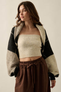 Across the Board Argyle Knit Shrug Cardigan - ShopPromesa