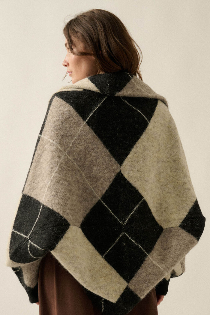 Across the Board Argyle Knit Shrug Cardigan - ShopPromesa