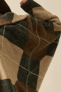Across the Board Argyle Knit Shrug Cardigan - ShopPromesa