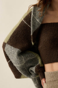 Across the Board Argyle Knit Shrug Cardigan - ShopPromesa