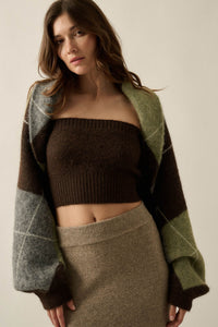 Across the Board Argyle Knit Shrug Cardigan - ShopPromesa
