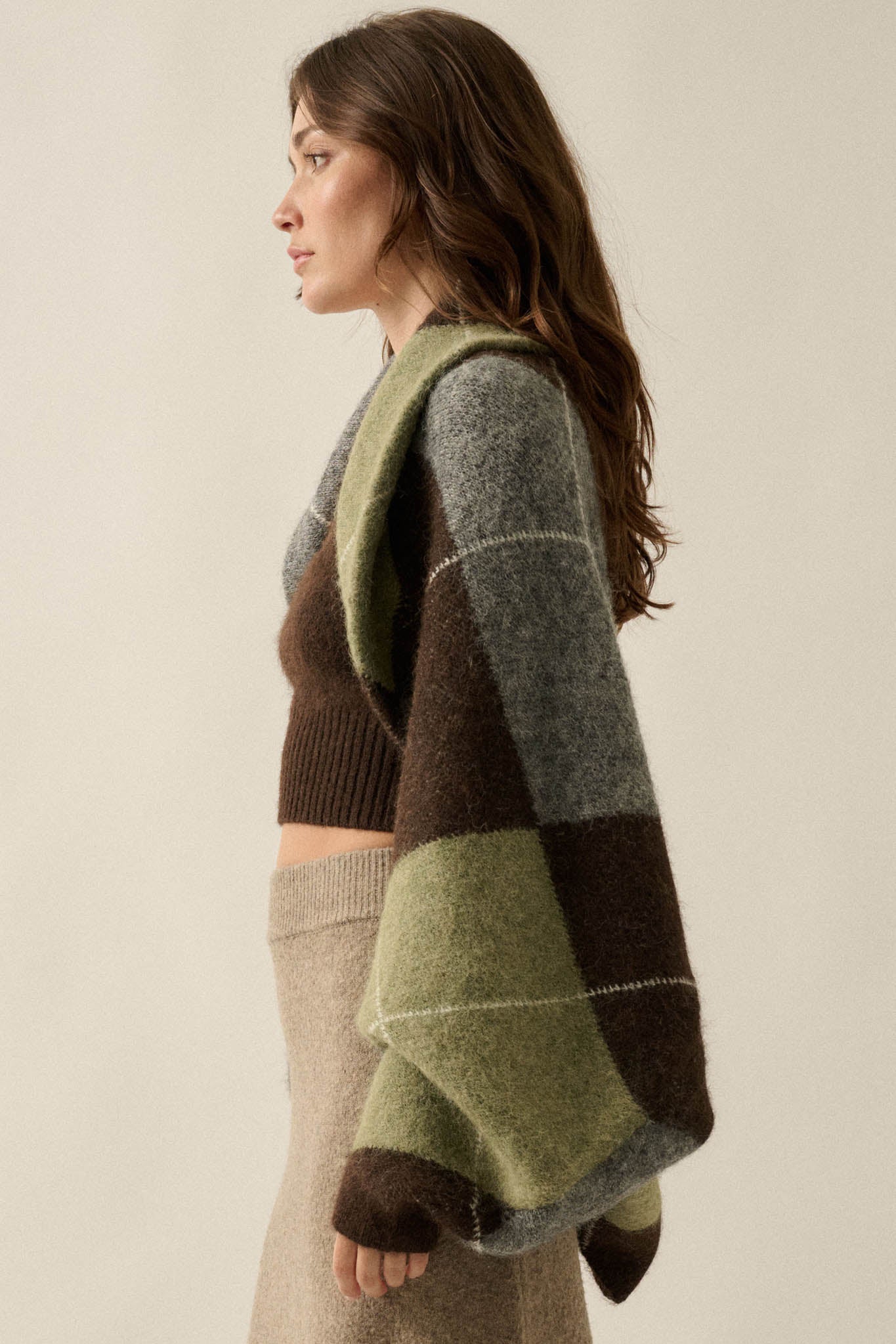 Across the Board Argyle Knit Shrug Cardigan - ShopPromesa