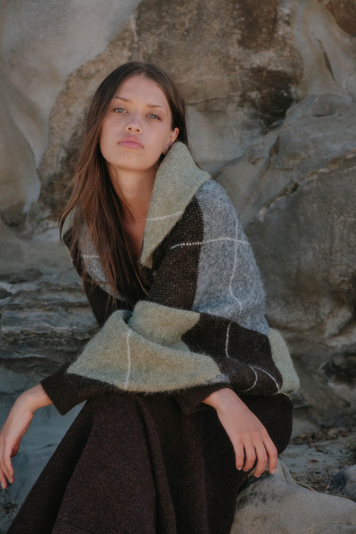 Across the Board Argyle Knit Shrug Cardigan - ShopPromesa