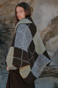 Across the Board Argyle Knit Shrug Cardigan - ShopPromesa