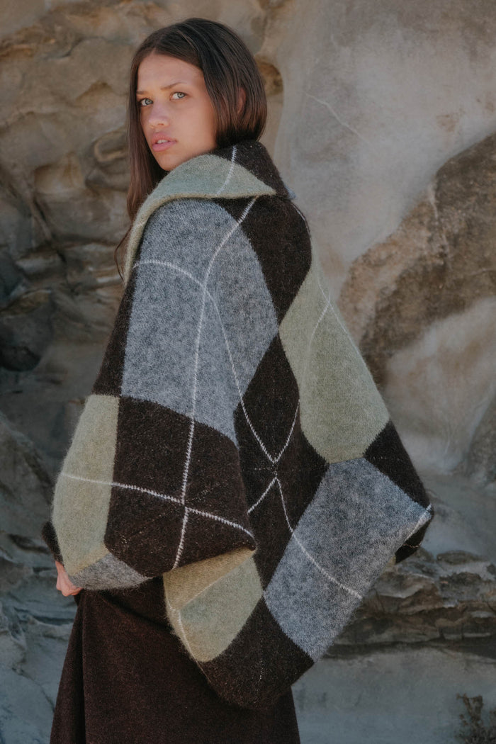 Across the Board Argyle Knit Shrug Cardigan - ShopPromesa