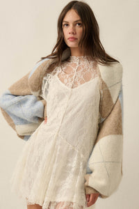 Across the Board Argyle Knit Shrug Cardigan - ShopPromesa