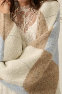 Across the Board Argyle Knit Shrug Cardigan - ShopPromesa
