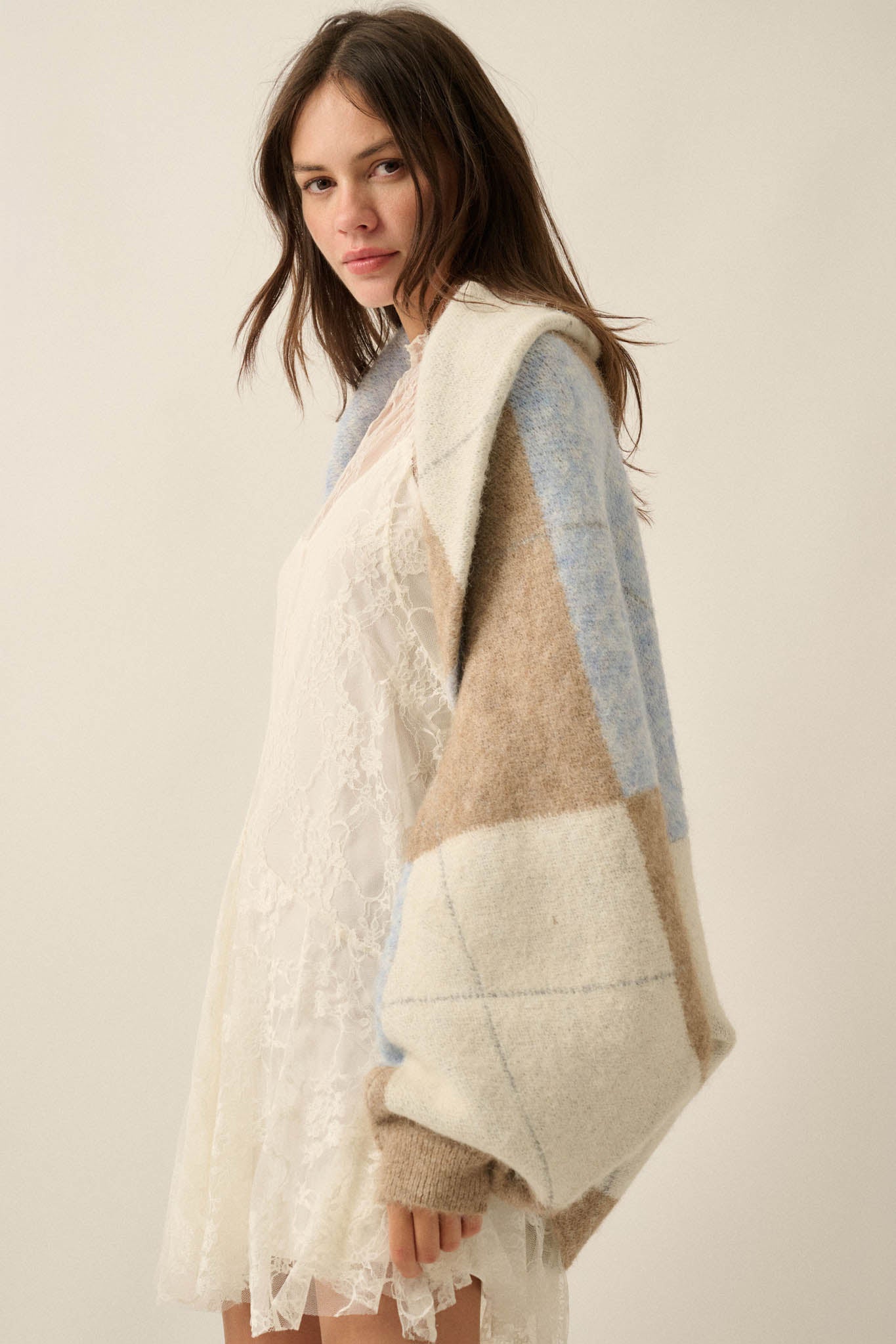 Across the Board Argyle Knit Shrug Cardigan - ShopPromesa