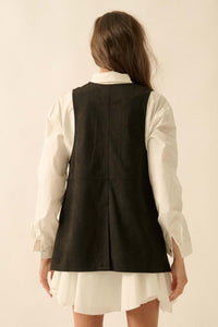 Sweet Meadow Floral-Embroidered Vegan Suede Vest - ShopPromesa