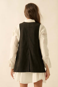 Sweet Meadow Floral-Embroidered Vegan Suede Vest - ShopPromesa