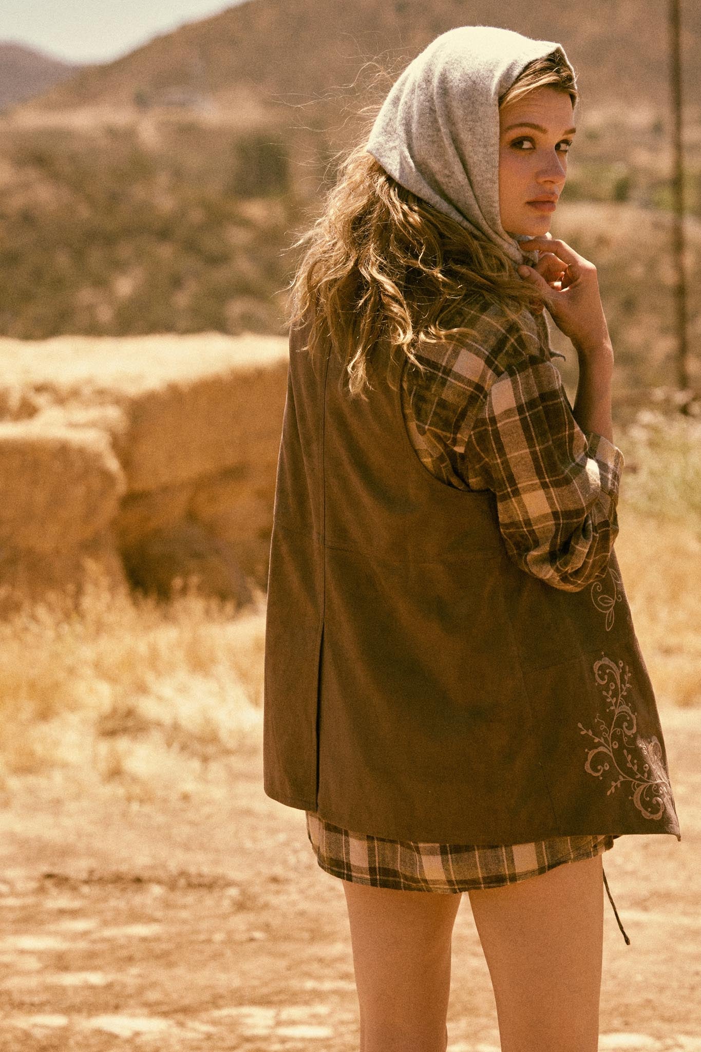 Sweet Meadow Floral-Embroidered Vegan Suede Vest - ShopPromesa