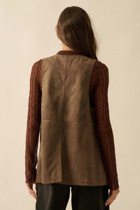 Sweet Meadow Floral-Embroidered Vegan Suede Vest - ShopPromesa