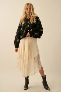 Soft as Snow Button-Front Snowflake Cardigan - ShopPromesa