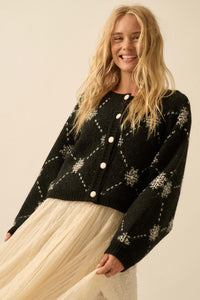 Soft as Snow Button-Front Snowflake Cardigan - ShopPromesa