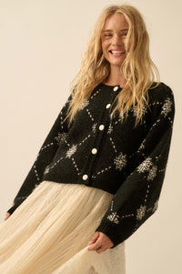 Soft as Snow Button-Front Snowflake Cardigan - ShopPromesa
