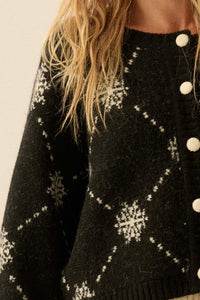 Soft as Snow Button-Front Snowflake Cardigan - ShopPromesa