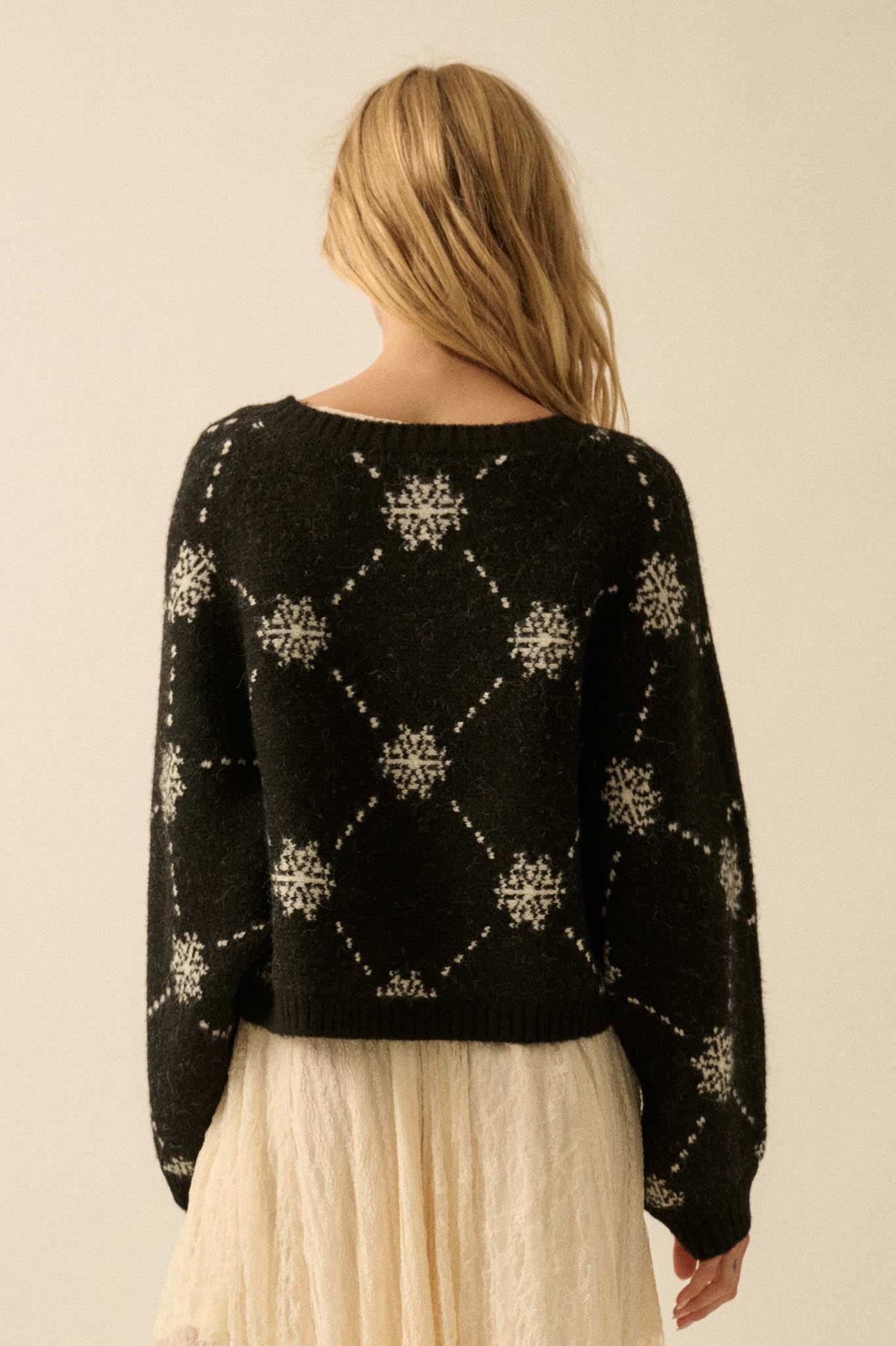 Soft as Snow Button-Front Snowflake Cardigan - ShopPromesa