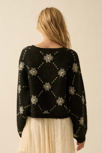 Soft as Snow Button-Front Snowflake Cardigan - ShopPromesa